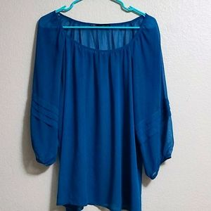 Teal blue sheer blouse